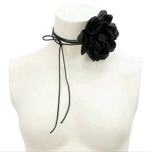 Vintage Camellia Rose Black Ribbon  Choker Belt Accessory NWT